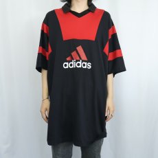 画像2: 90's adidas USA製 コットンナイロン ゲームシャツ BLACK XL (2)