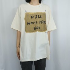 画像2: "Will Work For God" ジーザス プリントTシャツ XL (2)