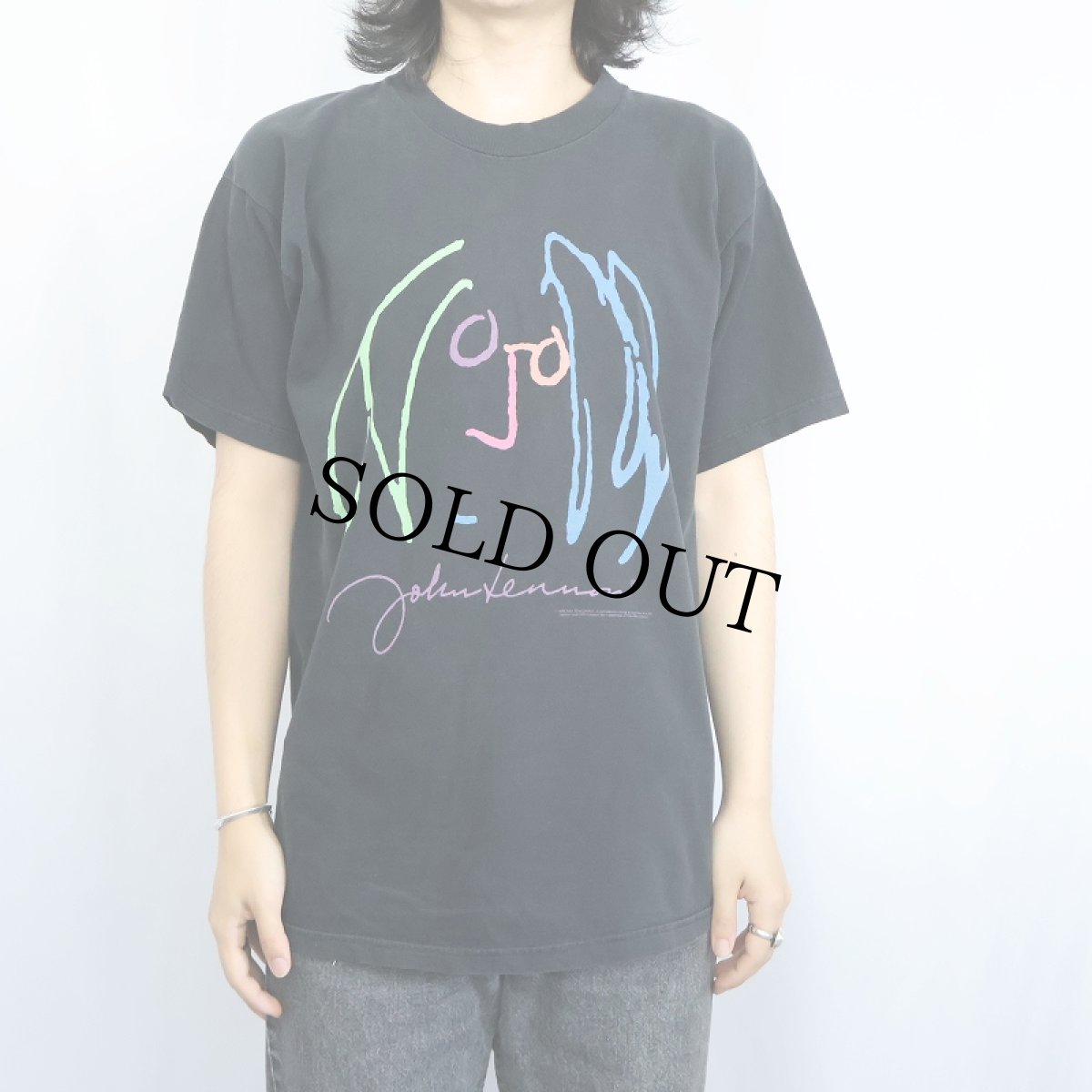 画像2: 90's〜 John Lennon ミュージシャン プリントTシャツ BLACK (2)