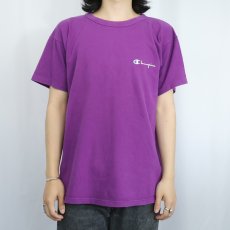 画像2: 80〜90's Champion 青刺繍タグ 中期 USA製 ロゴプリントTシャツ L (2)