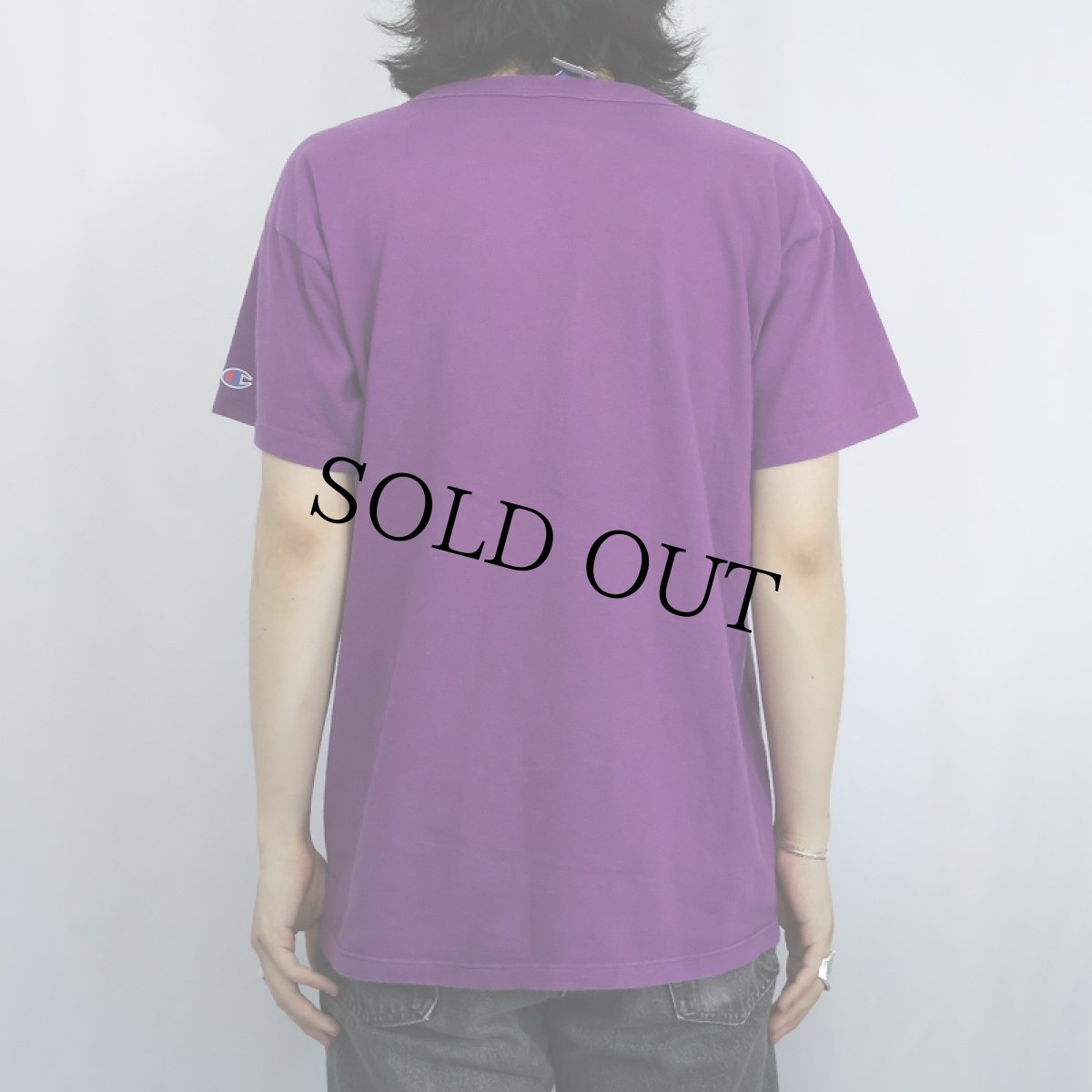 画像3: 80〜90's Champion 青刺繍タグ 中期 USA製 ロゴプリントTシャツ L (3)