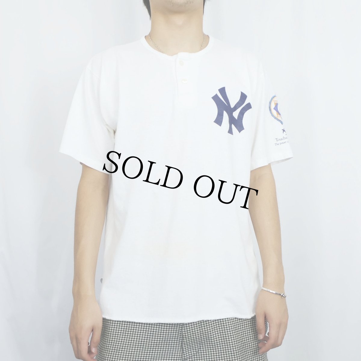 画像2: 90's USA製 MLB NEW YORK YANKEES ヘンリーネックTシャツ L (2)