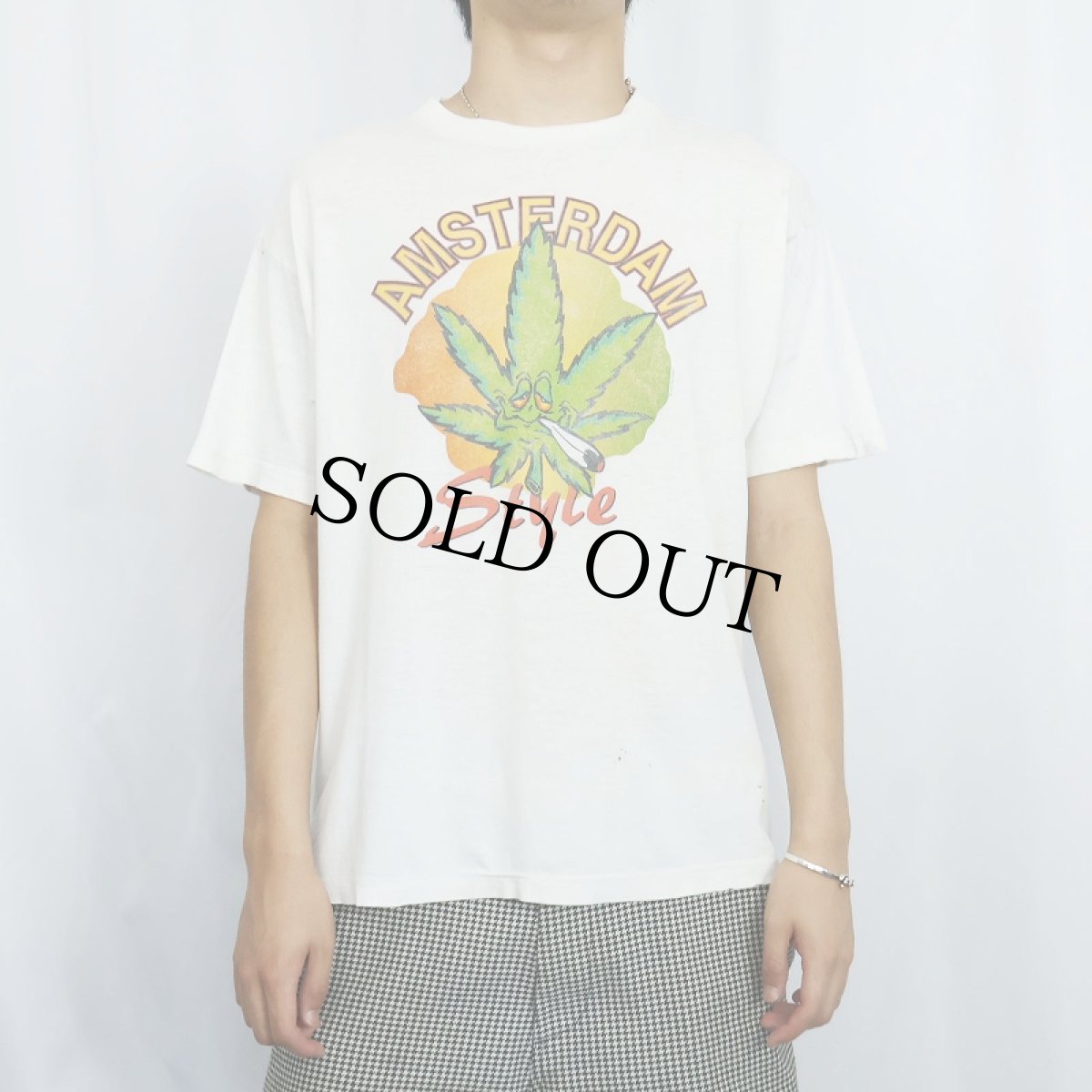 画像2: "AMSTERDAM STYLE" ガンジャプリントTシャツ M (2)