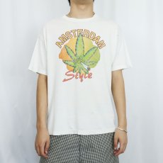 画像2: "AMSTERDAM STYLE" ガンジャプリントTシャツ M (2)
