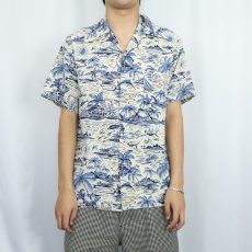画像2: 40〜50's BLOCK オールオーバーパターン コットンハワイアンシャツ (2)
