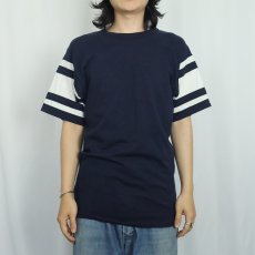 画像2: 80's Champion トリコタグ USA製 無地Tシャツ NAVY L (2)