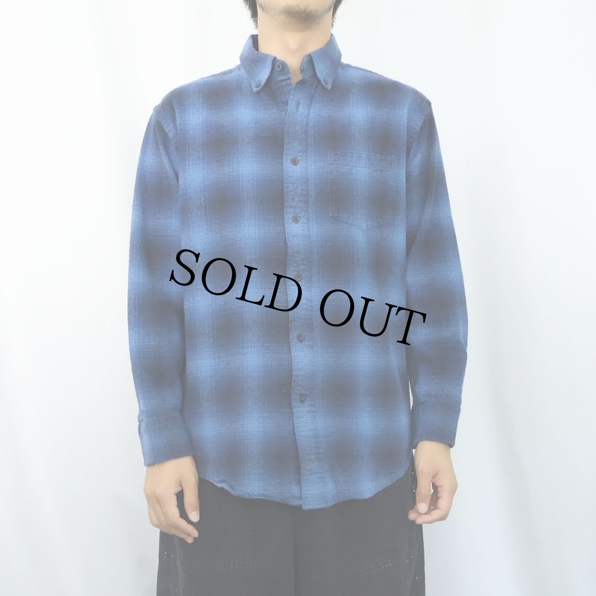 画像2: PENDLETON オンブレーチェック柄 ボタンダウン ライトネルシャツ M (2)