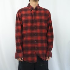 画像2: PENDLETON チェック柄 ボタンダウン ライトネルシャツ L (2)