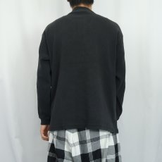 画像3: 90〜2000's OAKLEY ロゴ刺繍 ヘンリーネック サーマルロンT BLACK S (3)