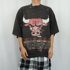 画像2: 90's CHICAGO BULLS USA製 NBAチーム カットオフスウェット BLACK XL (2)