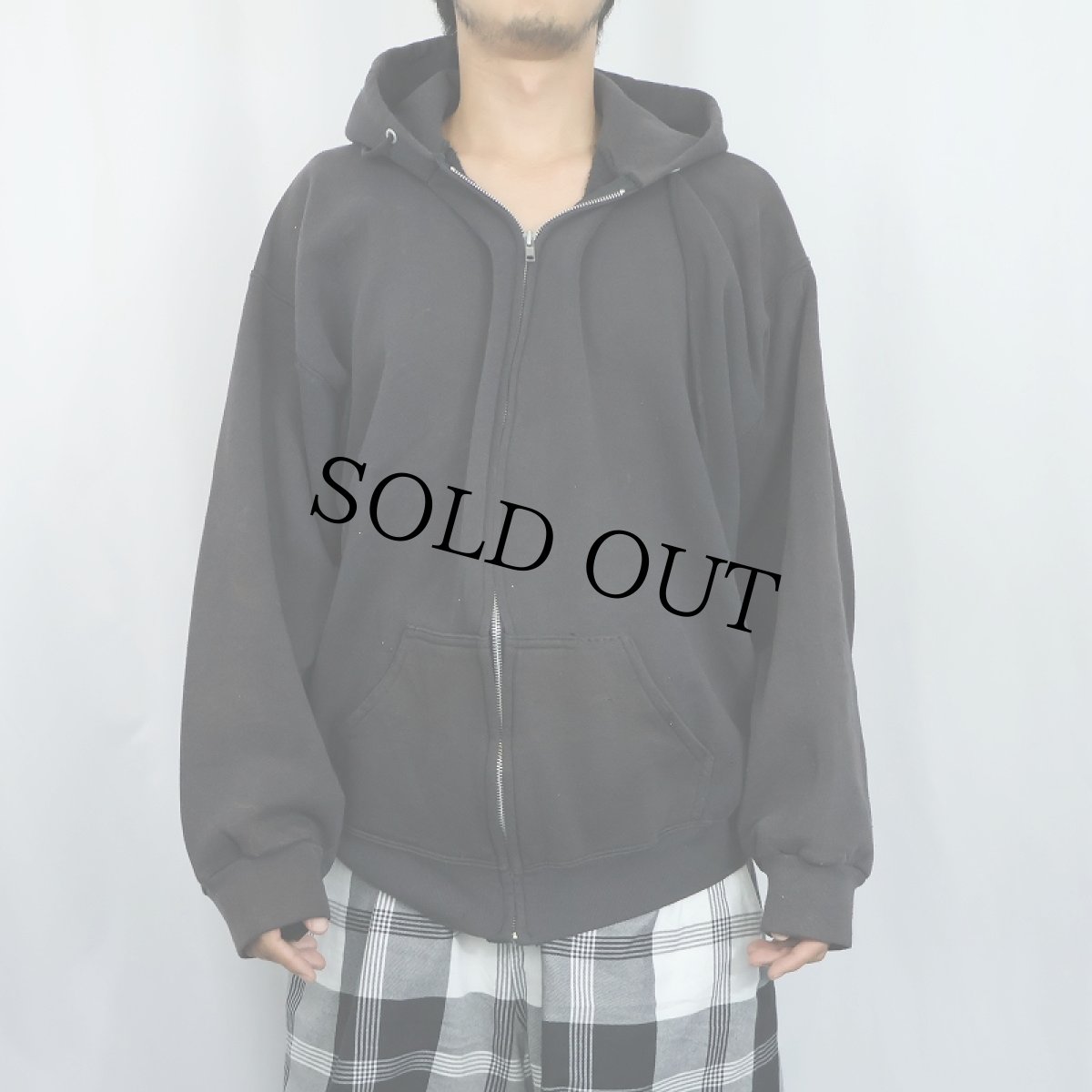画像2: 90's TULTEX USA製 スウェットジップパーカー BLACK 2XL (2)
