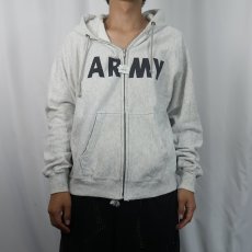 画像2: 90's U.S.ARMY PFU ロゴプリント スウェットジップパーカー LARGE (2)