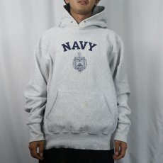 画像2: 90's Midshipmen Store ''NAVY'' REVERSE WEAVE TYPE スウェットフーディー (2)