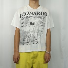 画像2: 80〜90's LEONARDO DA VINCI "ウィトルウィウス的人体図" アートプリントTシャツ (2)