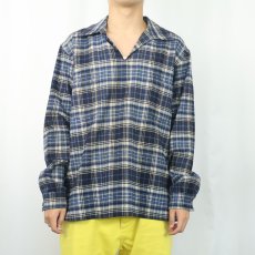 画像2: 50's〜 チェック柄 ウールスキッパーシャツ (2)