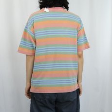 画像3: 90's GAP マルチボーダー柄 鹿の子Tシャツ M (3)