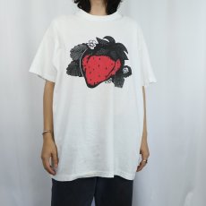 画像2: 90's USA製 ストロベリー プリントTシャツ XL (2)
