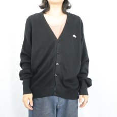 画像2: 70's CHEMISE LACOSTE アクリルニットカーディガン BLACK (2)