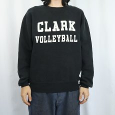 画像2: 90's RUSSELL ATHLETIC USA製 "CLARK VOLLEYBALL" 前V プリントスウェット BLACK M (2)