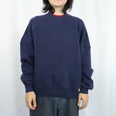 画像2: 90's RUSSELL ATHLETIC USA製 カップショルダースウェット NAVY L (2)