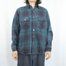 画像2: FIVE BROTHER チェック柄 ヘビーネルシャツ L (2)
