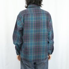画像3: FIVE BROTHER チェック柄 ヘビーネルシャツ L (3)