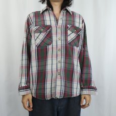 画像2: FIVE BROTHER チェック柄 ヘビーネルシャツ M (2)