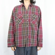 画像2: FIVE BROTHER チェック柄 ヘビーネルシャツ XL (2)