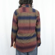 画像3: PENDLETON オンブレーボーダー柄 ウールシャツ M (3)