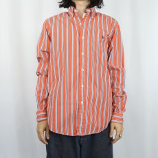 画像2: POLO Ralph Lauren "CUSTOM FIT" ストライプ柄 ボタンダウンコットンシャツ M (2)