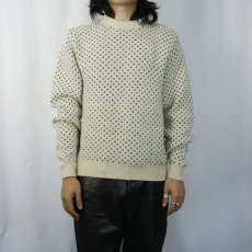 画像2: 80's EMS USA製 バーズアイ ウールニットセーター M (2)