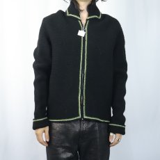 画像2: VINTAGE ウールニット ジップジャケット BLACK (2)