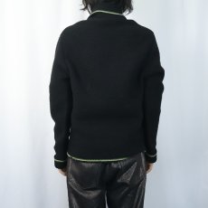 画像3: VINTAGE ウールニット ジップジャケット BLACK (3)