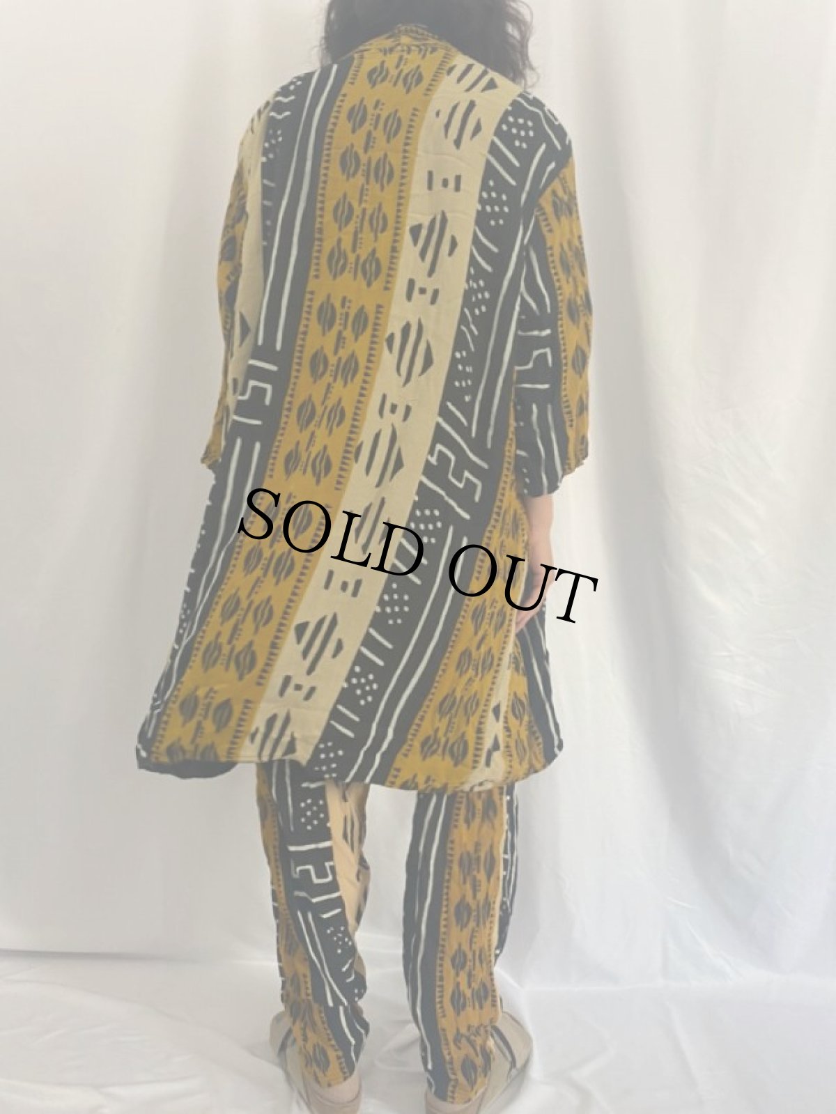 画像4: アフリカンプリント レーヨンガウン×イージーパンツ SETUP (4)