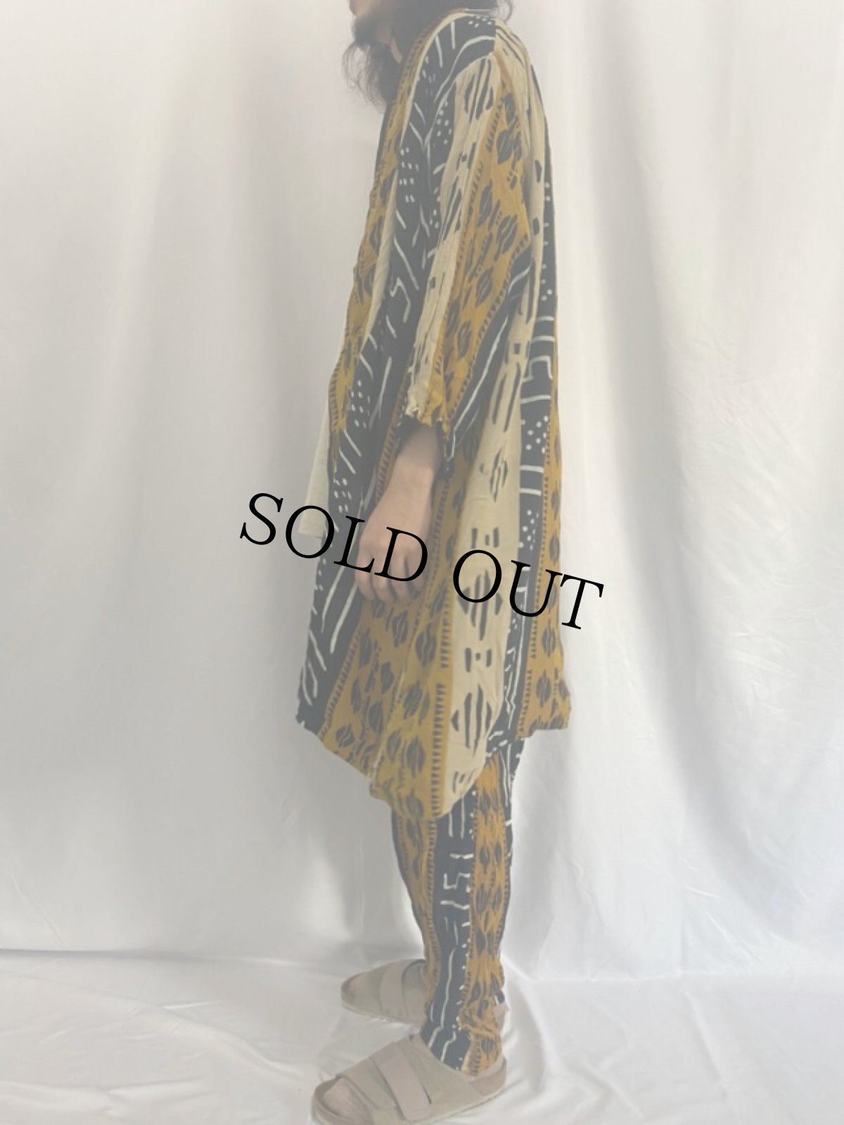 画像3: アフリカンプリント レーヨンガウン×イージーパンツ SETUP (3)