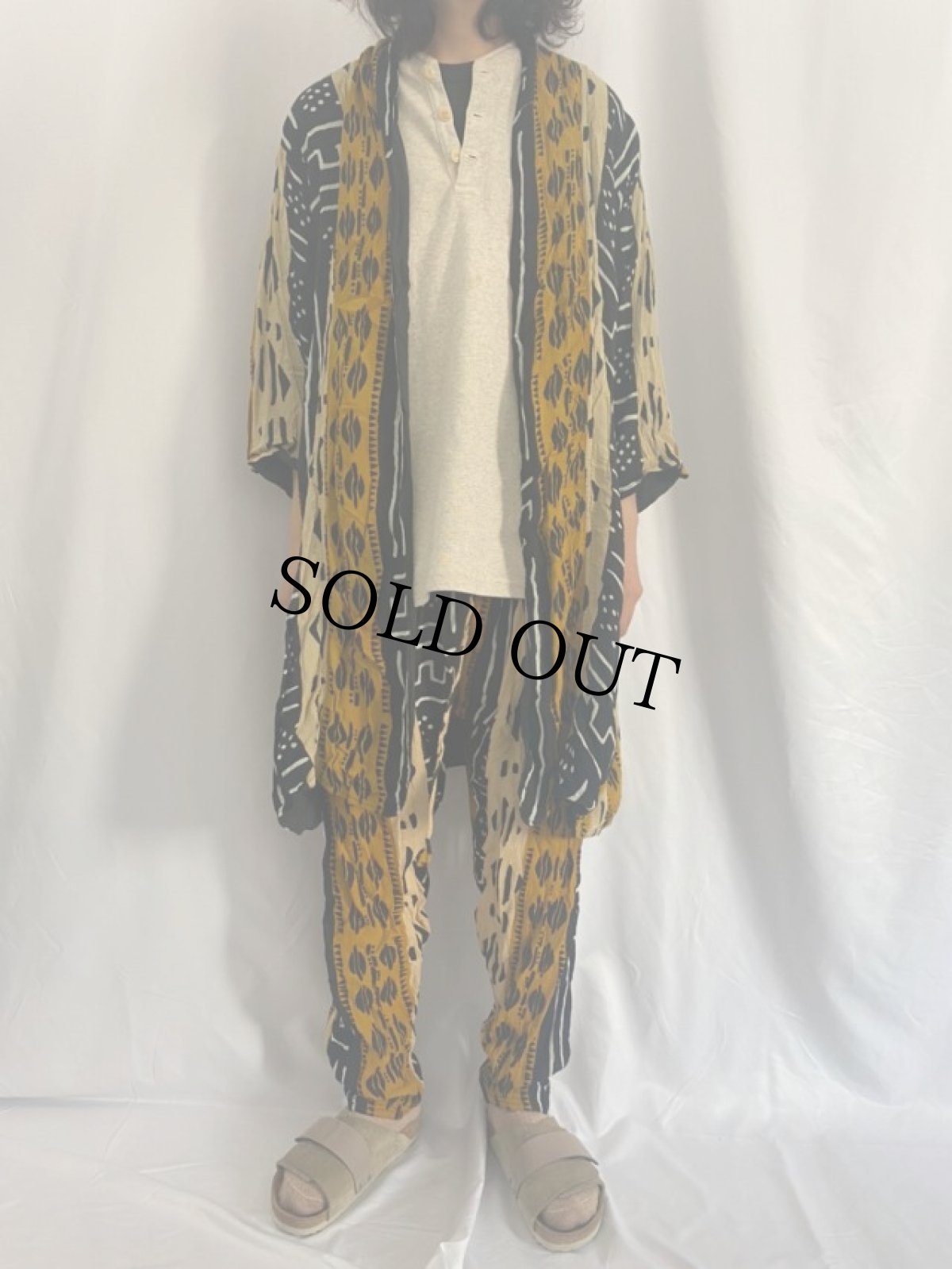 画像2: アフリカンプリント レーヨンガウン×イージーパンツ SETUP (2)