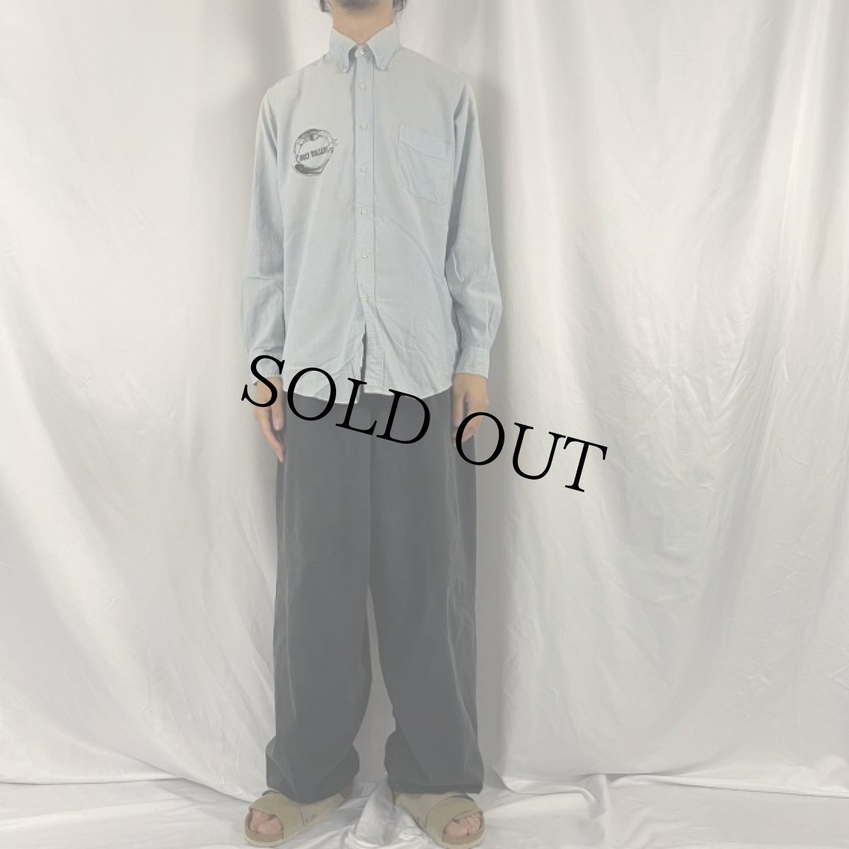 画像3: 90's USA製 DISCHORD RECORDS "HOLLY ROLLERS" インディーレコードレーベル プリントシャンブレーシャツ 16-34 (3)