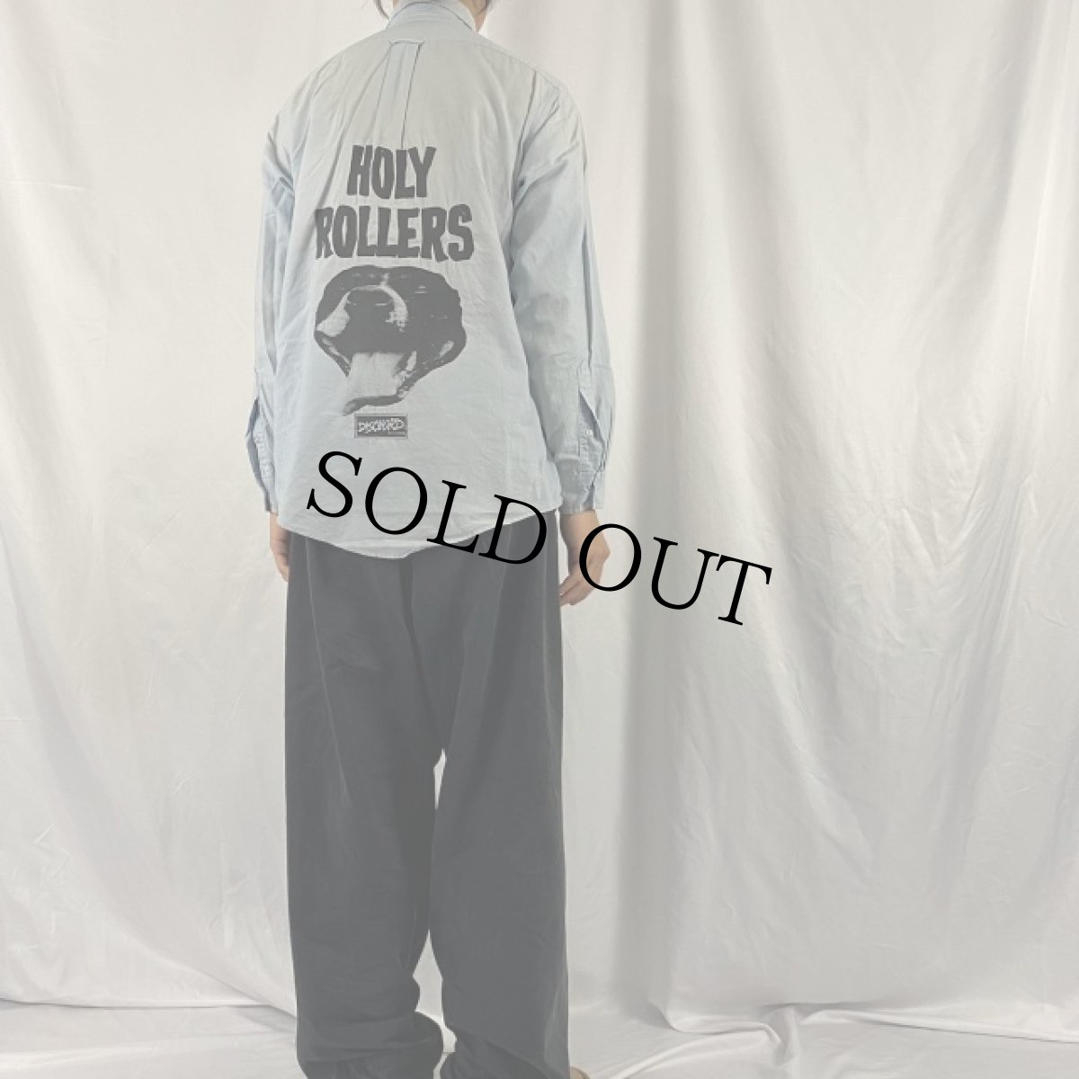 画像5: 90's USA製 DISCHORD RECORDS "HOLLY ROLLERS" インディーレコードレーベル プリントシャンブレーシャツ 16-34 (5)