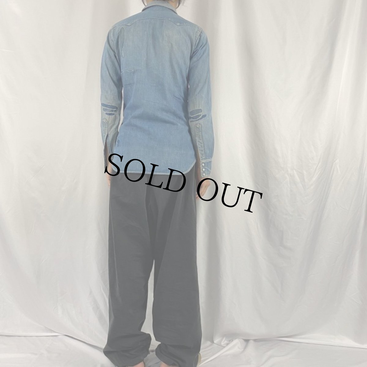 画像4: 50's LEVI'S ショートホーン デニムウエスタンシャツ (4)