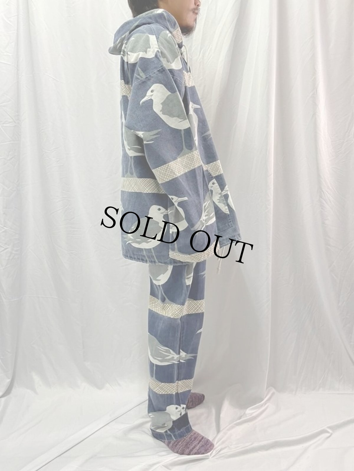 画像3: 80's~90's MICHIGAN RAG USA製 鳥柄 フーディジャケット/パンツ SET UP L/XL (3)