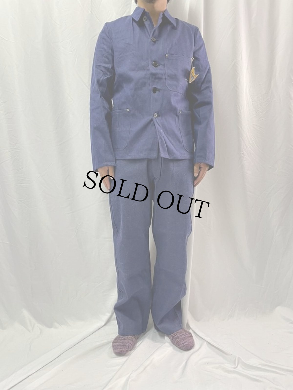 画像4: 60〜70's EURO sorglos MONTEURSTOLZ デニムカバーオール/デニムパンツ SETUP DEADSTOCK SIZE44 (4)