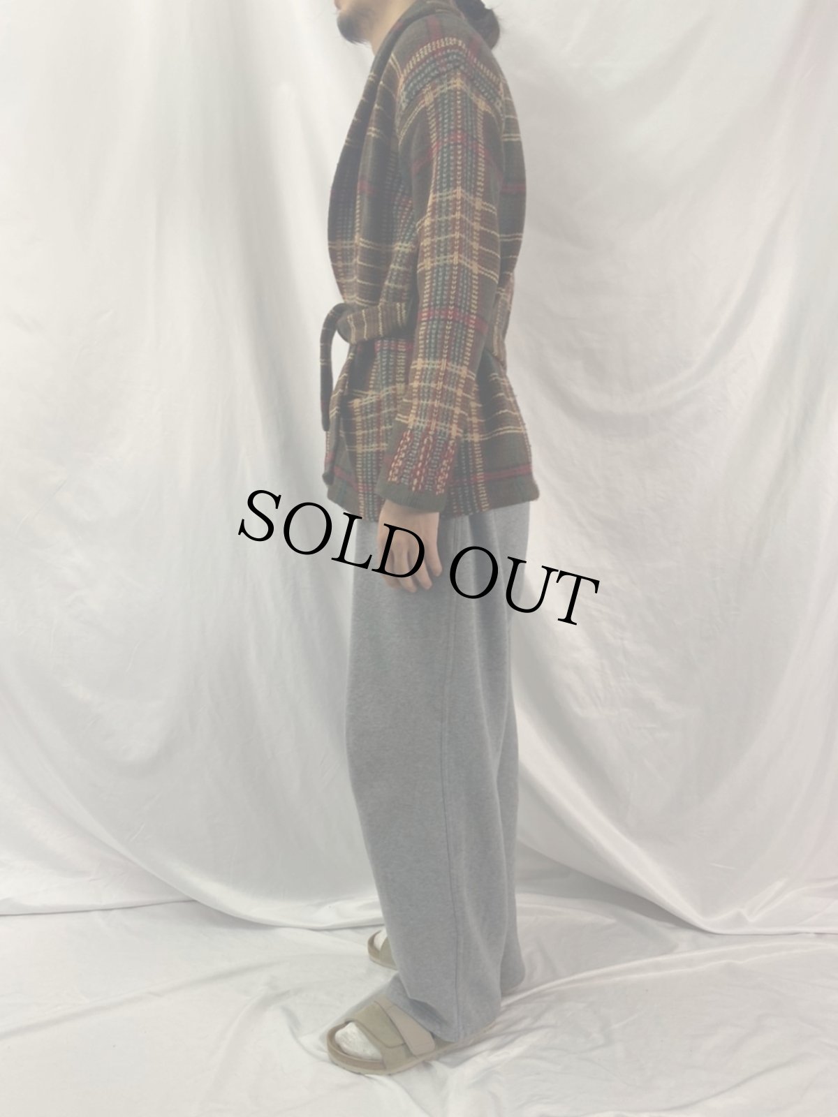 画像3: LAUREN RALPH LAUREN チェック柄 ニットガウン S (3)