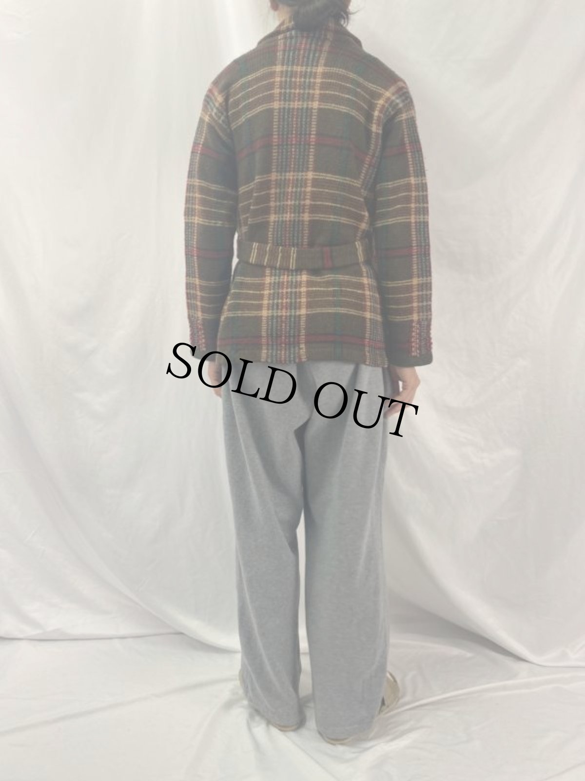 画像4: LAUREN RALPH LAUREN チェック柄 ニットガウン S (4)