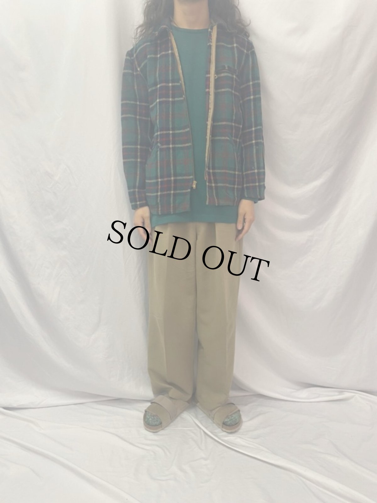 画像2: 50〜60's SPORTCLAD チェック柄 ウールジャケット (2)