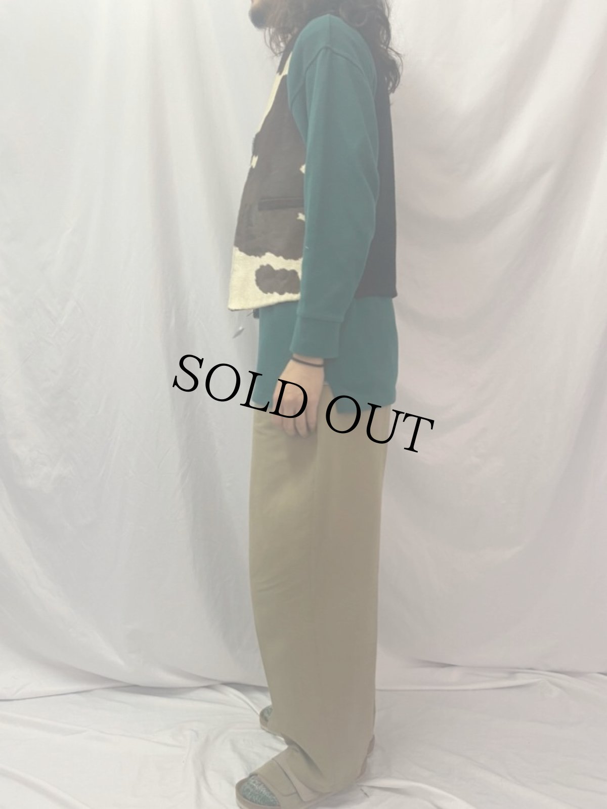 画像3: ホルスタイン柄 ハラコ×ニット切り替えベスト (3)