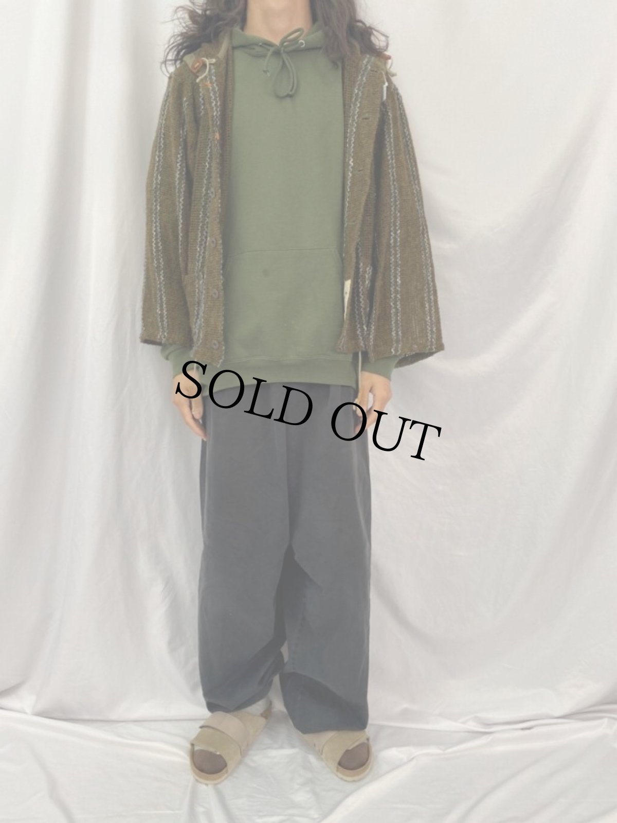 画像2: KAPITAL ボーダー柄 ローゲージニットパーカー (2)