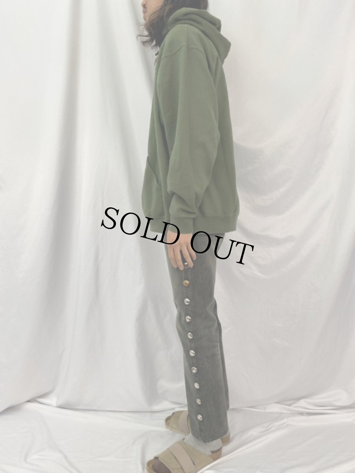 画像3: KAPITAL KOUNTRY スタッズデザイン シンチバックブラックデニムパンツ W30 (3)