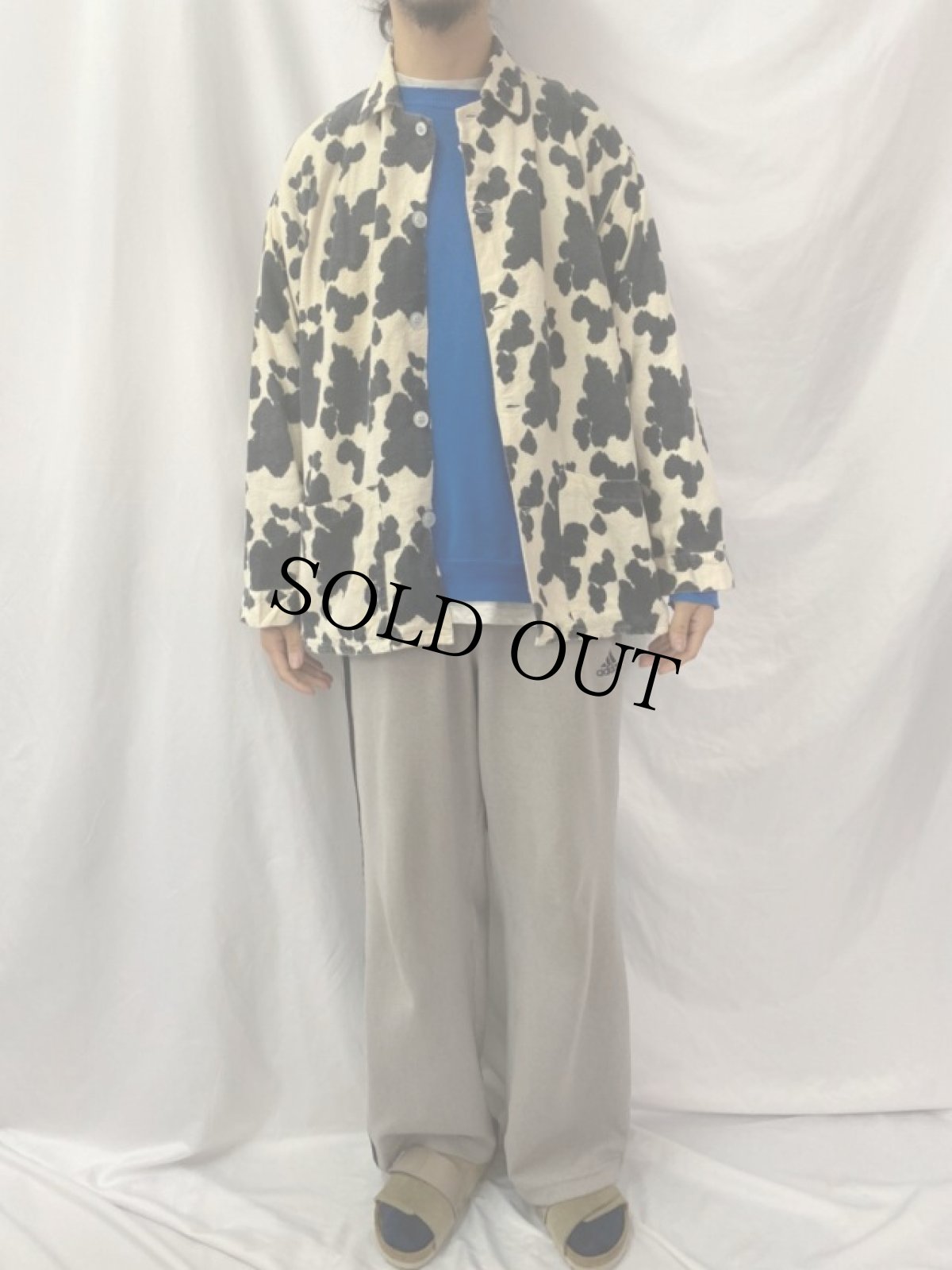 画像2: 80〜90's Nick & Nora USA製 牛柄ネルシャツ L (2)