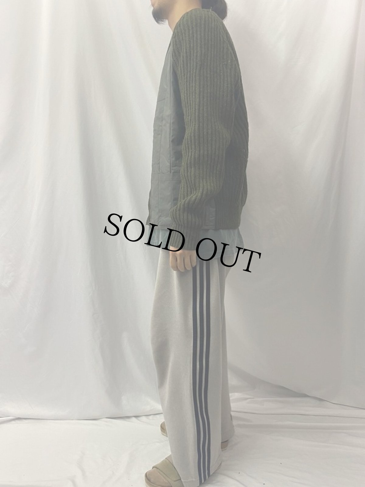 画像3: 80〜90's BRENIRE SCOTLAND製 キルティング切替 ウールニットカーディガン (3)