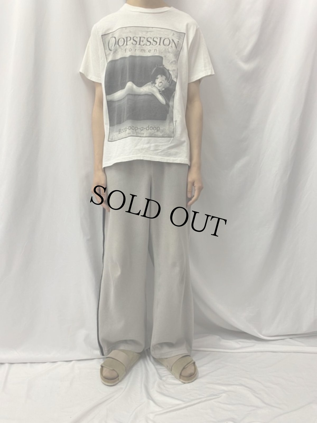 画像2: 90's Betty Boop USA製 "OOPSESSION for men" パロディTシャツ L (2)